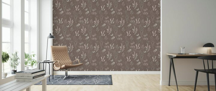 楽天市場 花 花柄 イラスト 蝶 パターン 茶色 ブラウン ナチュラルの壁紙 輸入 カスタム壁紙 Photowall Flowered Blossoms Choco 254 貼ってはがせるフリース壁紙 不織布 海外取り寄せのため1カ月程度でお届け 代引き 後払い不可 壁紙屋本舗