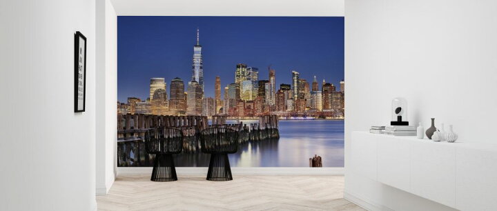 楽天市場 マンハッタン ニューヨーク ビル 建物 夜景 青 ブルーの壁紙 輸入 カスタム壁紙 Photowall Manhattan Skyline At Night 貼ってはがせるフリース壁紙 不織布 海外取り寄せのため1カ月程度でお届け 代引き 後払い不可 壁紙屋本舗