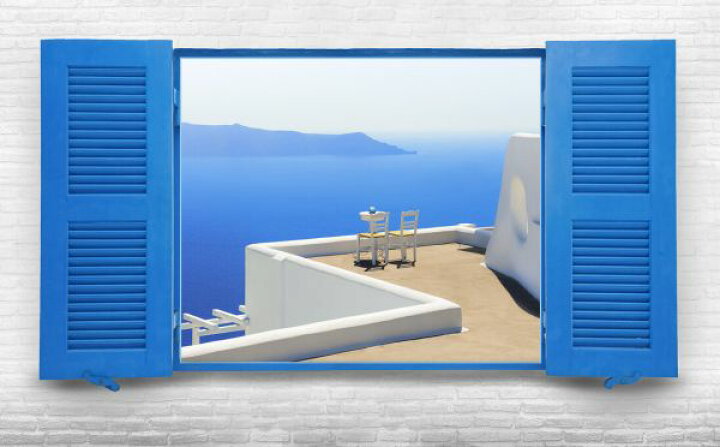 楽天市場 窓 海 テラス レンガ 青 ブルー フェイク 3dの壁紙 輸入 カスタム壁紙 Photowall Window Of Life 貼ってはがせるフリース壁紙 不織布 海外取り寄せのため1カ月程度でお届け 代引き 後払い不可 壁紙 屋本舗 カベガミヤホンポ