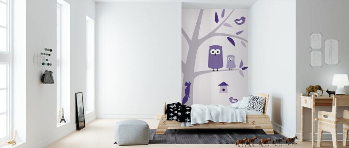 楽天市場 フクロウ 鳥 イラスト キッズ 子ども部屋 紫 パープルの壁紙 輸入 カスタム壁紙 Photowall Owls Purple 貼ってはがせるフリース壁紙 不織布 海外取り寄せのため1カ月程度でお届け 代引き 後払い不可 壁紙 屋本舗 カベガミヤホンポ