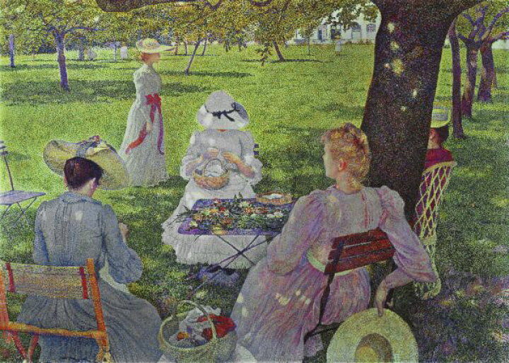 楽天市場 点描 公園 木 絵画 クラシックアートの壁紙 輸入 カスタム壁紙 Photowall Family In The Orchard Theo Van Rysselberghe 貼ってはがせるフリース壁紙 不織布 海外取り寄せのため1カ月程度でお届け 代引き 後払い不可 壁紙屋本舗