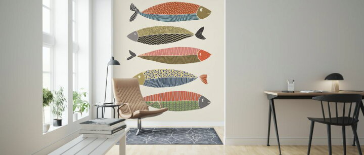 楽天市場 魚 さかな イラスト 北欧風 カラフルの壁紙 輸入 カスタム壁紙 Photowall Fish 貼ってはがせるフリース 壁紙 不織布 海外取り寄せのため1カ月程度でお届け 代引き 後払い不可 壁紙屋本舗 カベガミヤホンポ