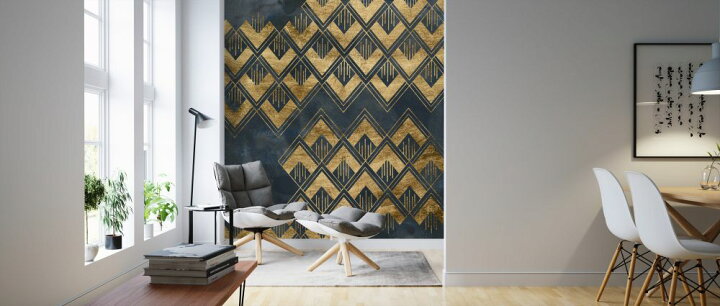 楽天市場 幾何学 ひし形 アールデコ 金 ゴールド 紺 ネイビーの壁紙 輸入 カスタム壁紙 Photowall Deco Pattern In Blue Ii 貼ってはがせるフリース壁紙 不織布 海外取り寄せのため1カ月程度でお届け 代引き 後払い不可 壁紙屋本舗 カベガミヤ
