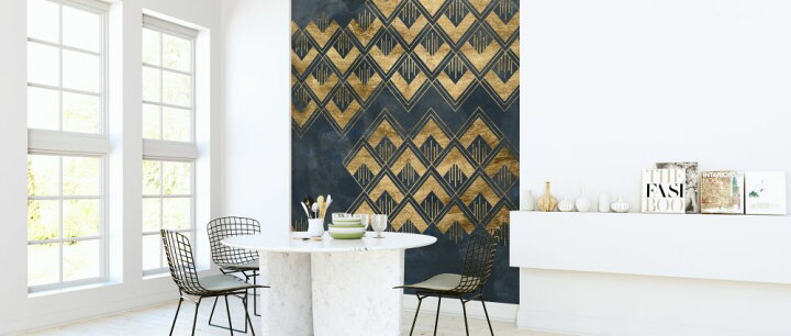 楽天市場 幾何学 ひし形 アールデコ 金 ゴールド 紺 ネイビーの壁紙 輸入 カスタム壁紙 Photowall Deco Pattern In Blue Ii 貼ってはがせるフリース壁紙 不織布 海外取り寄せのため1カ月程度でお届け 代引き 後払い不可 壁紙屋本舗 カベガミヤ