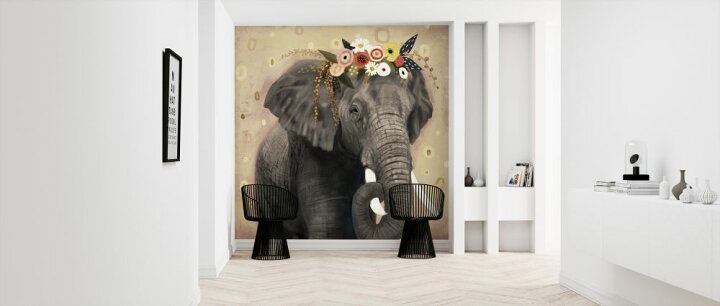 楽天市場 象 ゾウ 動物 花 イラストの壁紙 輸入 カスタム壁紙 Photowall Klimt Elephant 貼ってはがせるフリース壁紙 不織布 海外取り寄せのため1カ月程度でお届け 代引き 後払い不可 壁紙屋本舗 カベガミヤホンポ