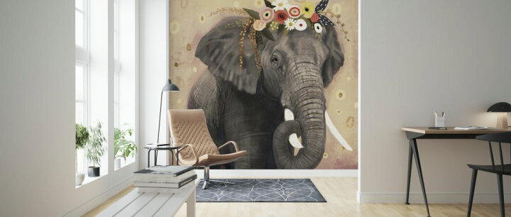 楽天市場 象 ゾウ 動物 花 イラストの壁紙 輸入 カスタム壁紙 Photowall Klimt Elephant 貼ってはがせるフリース壁紙 不織布 海外取り寄せのため1カ月程度でお届け 代引き 後払い不可 壁紙屋本舗 カベガミヤホンポ