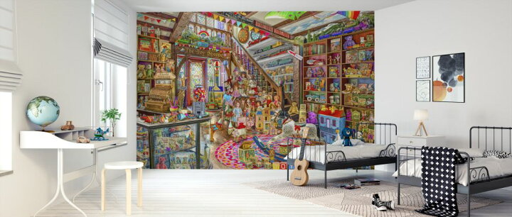 楽天市場 おもちゃ屋さん 人形 カラフル キッズ 子ども部屋の壁紙 輸入 カスタム壁紙 Photowall Toy Shoppe 貼ってはがせるフリース壁紙 不織布 海外取り寄せのため1カ月程度でお届け 代引き 後払い不可 壁紙屋本舗 カベガミヤホンポ