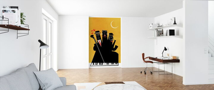 楽天市場 ジャズ イラスト 黄色 イエローの壁紙 輸入 カスタム壁紙 Photowall Casablanca Jazz Yellow 貼ってはがせるフリース壁紙 不織布 海外取り寄せのため1カ月程度でお届け 代引き 後払い不可 壁紙屋本舗 カベガミヤホンポ