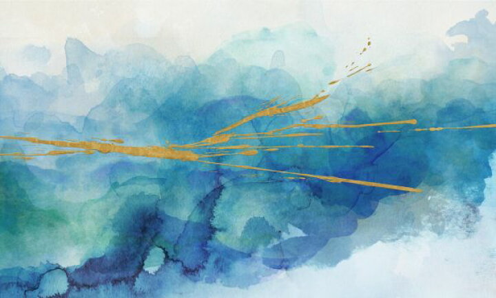 楽天市場 水彩画 抽象画 青 ブルー 水色 金 ゴールドの壁紙 輸入 カスタム壁紙 Photowall Accidental Watercolor Blue 貼ってはがせるフリース壁紙 不織布 海外取り寄せのため1カ月程度でお届け 代引き 後払い不可 壁紙 屋本舗 カベガミヤホンポ
