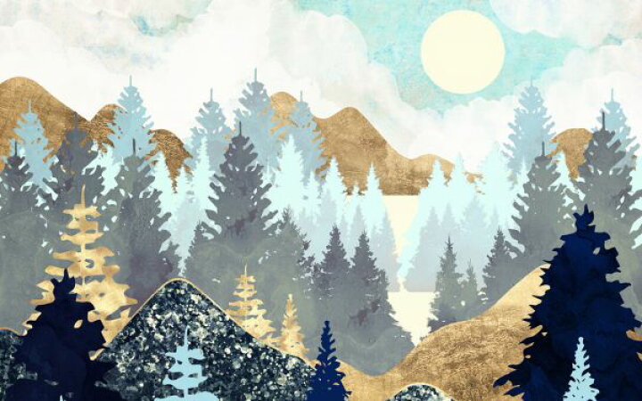 楽天市場 イラスト 森 山 青 ブルー 水色の壁紙 輸入 カスタム壁紙 Photowall Forest Vista 貼ってはがせるフリース壁紙 不織布 海外取り寄せのため1カ月程度でお届け 代引き 後払い不可 壁紙屋本舗 カベガミヤホンポ
