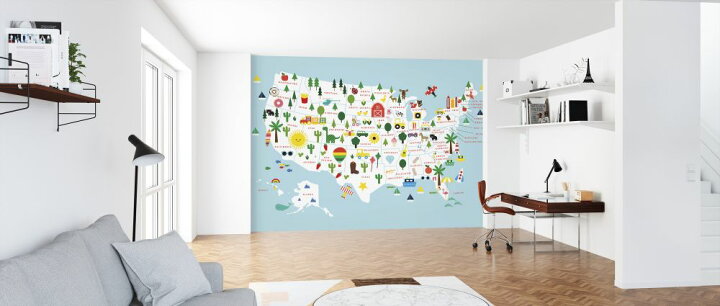 楽天市場 アメリカ 地図 マップ イラスト カラフル キッズ 子ども部屋の壁紙 輸入 カスタム壁紙 Photowall Fun Usa Map 貼ってはがせるフリース壁紙 不織布 海外取り寄せのため1カ月程度でお届け 代引き 後払い不可 壁紙 屋本舗 カベガミヤホンポ