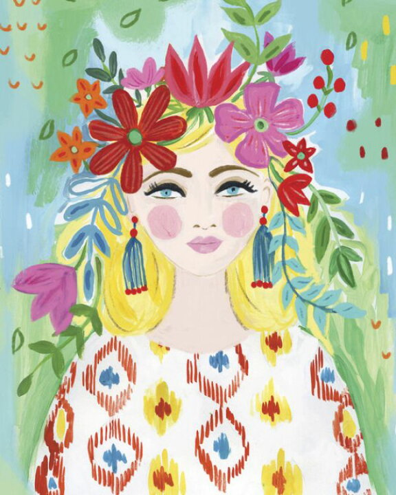 楽天市場 人物 花 イラスト 緑 グリーンの壁紙 輸入 カスタム壁紙 Photowall Boho Girl 貼ってはがせるフリース壁紙 不織布 海外取り寄せのため1カ月程度でお届け 代引き 後払い不可 壁紙屋本舗 カベガミヤホンポ