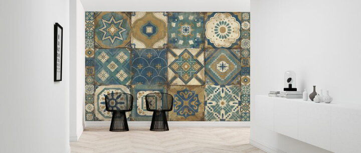 楽天市場 モロッカン タイル フェイク 青 ブルー 緑 グリーンの壁紙 輸入 カスタム壁紙 Photowall Moroccan Tiles Blue 貼ってはがせるフリース壁紙 不織布 海外取り寄せのため1カ月程度でお届け 代引き 後払い不可 壁紙 屋本舗 カベガミヤホンポ
