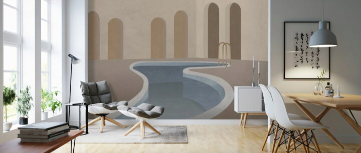 楽天市場 アーチ プール イラスト ベージュの壁紙 輸入 カスタム壁紙 Photowall Lagoon Backyard Bright Blue 272 貼ってはがせるフリース壁紙 不織布 海外取り寄せのため1カ月程度でお届け 代引き 後払い不可 壁紙 屋本舗 カベガミヤホンポ