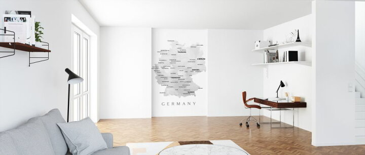 楽天市場 ドイツ 地図 都市名 マップ 灰色 グレー モノトーンの壁紙 輸入 カスタム壁紙 Photowall Germany Cities 貼ってはがせるフリース壁紙 不織布 海外取り寄せのため1カ月程度でお届け 代引き 後払い不可 壁紙屋本舗 カベガミヤホンポ