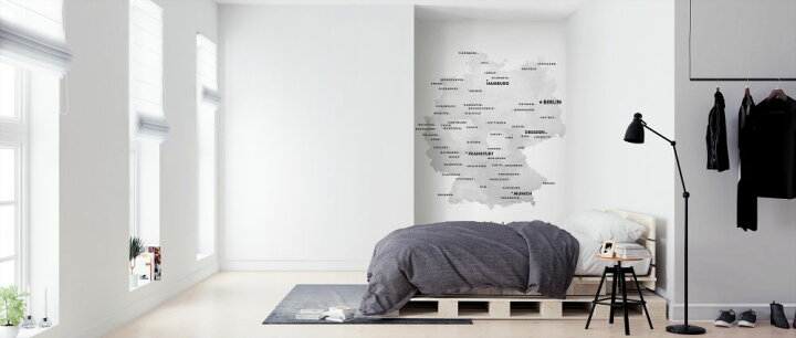 楽天市場 ドイツ 地図 都市名 マップ 灰色 グレー モノトーンの壁紙 輸入 カスタム壁紙 Photowall Germany Cities 貼ってはがせるフリース壁紙 不織布 海外取り寄せのため1カ月程度でお届け 代引き 後払い不可 壁紙屋本舗 カベガミヤホンポ