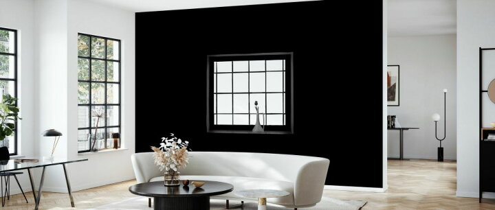 楽天市場 窓 窓枠 格子 チューリップ 花 黒 ブラック モノクロ モノトーンの壁紙 輸入 カスタム壁紙 Photowall Tranquil View 貼ってはがせるフリース壁紙 不織布 海外取寄せ商品 代引き 後払い不可 壁紙屋本舗 カベガミヤホンポ