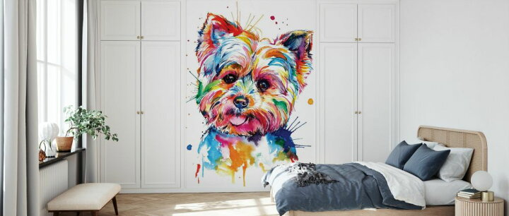 楽天市場 ヨークシャーテリア ヨーキー 犬 水彩画 イラストの壁紙 輸入 カスタム壁紙 Photowall Yorkie 貼ってはがせるフリース壁紙 不織布 海外取り寄せのため1カ月程度でお届け 代引き 後払い不可 壁紙屋本舗 カベガミヤホンポ