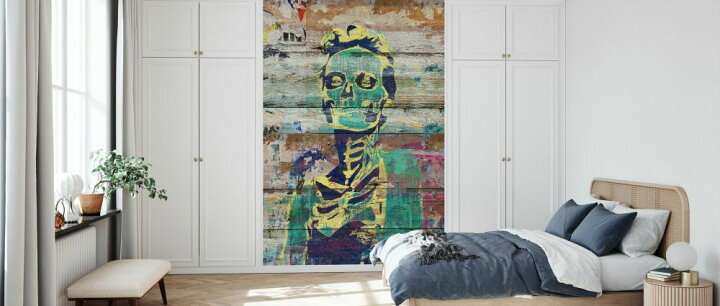 楽天市場 女性 ドクロ スカル 骸骨 イラスト 木目 ウッド ペイントウッド フェイクの壁紙 輸入 カスタム壁紙 Photowall Life And Death 294 貼ってはがせるフリース壁紙 不織布 海外取り寄せのため1カ月程度でお届け 代引き 後払い不可 壁紙屋本舗