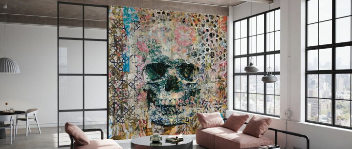 楽天市場 ドクロ スカル 骸骨 イラスト ペイントの壁紙 輸入 カスタム壁紙 Photowall Old Skull Memories 貼ってはがせるフリース壁紙 不織布 海外取り寄せのため1カ月程度でお届け 代引き 後払い不可 壁紙 屋本舗 カベガミヤホンポ