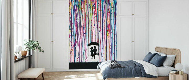 楽天市場 イラスト シルエット 傘 カラフルの壁紙 輸入 カスタム壁紙 Photowall Days Gone By 貼ってはがせるフリース壁紙 不織布 海外取り寄せのため1カ月程度でお届け 代引き 後払い不可 壁紙屋本舗 カベガミヤホンポ