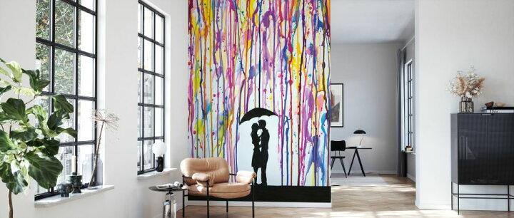 楽天市場 イラスト シルエット 傘 カラフルの壁紙 輸入 カスタム壁紙 Photowall Lavender 貼ってはがせるフリース壁紙 不織布 海外取り寄せのため1カ月程度でお届け 代引き 後払い不可 壁紙屋本舗 カベガミヤホンポ