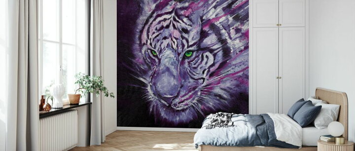 楽天市場 虎 トラ イラスト 紫 パープルの壁紙 輸入 カスタム壁紙 Photowall Nightstalker Neon 貼ってはがせるフリース壁紙 不織布 海外取り寄せのため1カ月程度でお届け 代引き 後払い不可 壁紙 屋本舗 カベガミヤホンポ