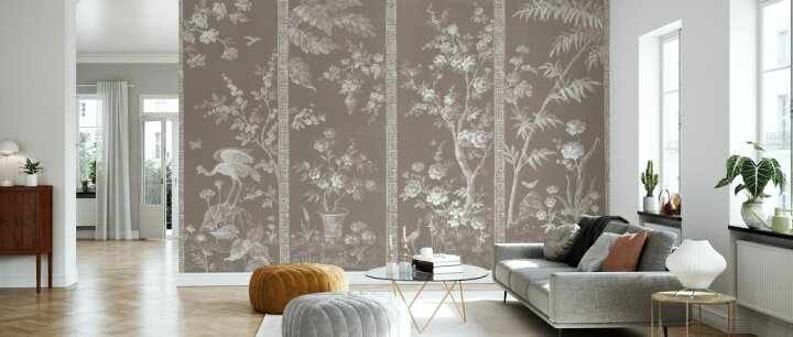 楽天市場 鳥 花 木 シノワズリ オリエンタル パーテーションの壁紙 輸入 カスタム壁紙 Photowall Meandia Sepia 貼ってはがせるフリース壁紙 不織布 海外取り寄せのため1カ月程度でお届け 代引き 後払い不可 壁紙 屋本舗 カベガミヤホンポ