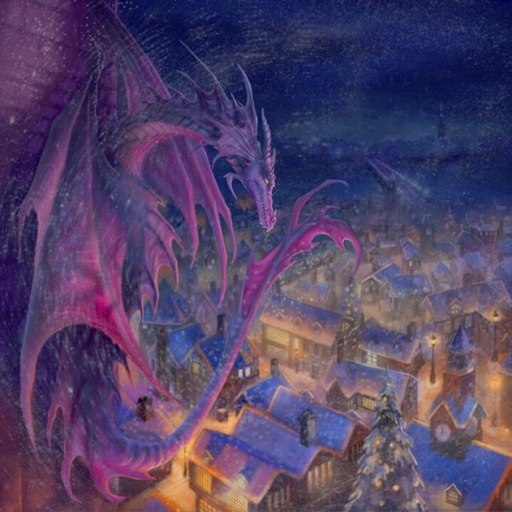 楽天市場 ドラゴン ファンタジー キッズ 子ども部屋の壁紙 輸入 カスタム壁紙 Photowall Purple Dragon Over Dickens Village 貼ってはがせるフリース壁紙 不織布 海外取り寄せのため1カ月程度でお届け 代引き 後払い不可 壁紙屋本舗 カベガミ