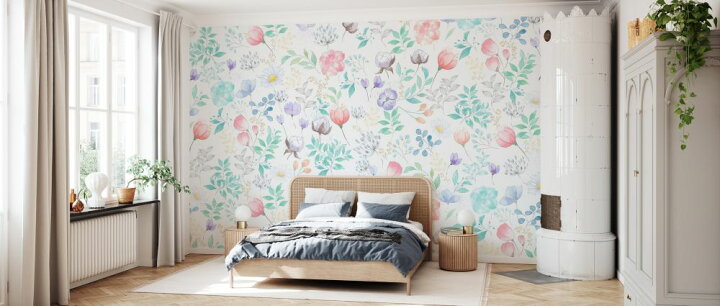 楽天市場 花 花柄 パステルカラー ピンクの壁紙 輸入 カスタム壁紙 Photowall Flowerima 貼ってはがせるフリース壁紙 不織布 海外取り寄せのため1カ月程度でお届け 代引き 後払い不可 壁紙屋本舗 カベガミヤホンポ
