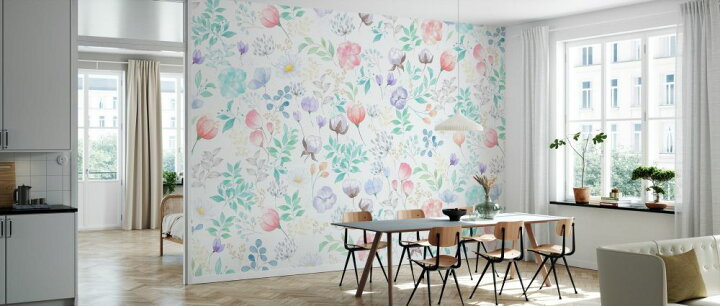 楽天市場 花 花柄 パステルカラー ピンクの壁紙 輸入 カスタム壁紙 Photowall Flowerima 貼ってはがせるフリース壁紙 不織布 海外取り寄せのため1カ月程度でお届け 代引き 後払い不可 壁紙屋本舗 カベガミヤホンポ