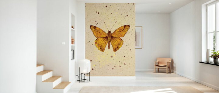 楽天市場 蝶 チョウ イラスト 黄色 イエローの壁紙 輸入 カスタム壁紙 Photowall Butterfly 300 貼ってはがせるフリース壁紙 不織布 海外取り寄せのため1カ月程度でお届け 代引き 後払い不可 壁紙屋本舗 カベガミヤホンポ