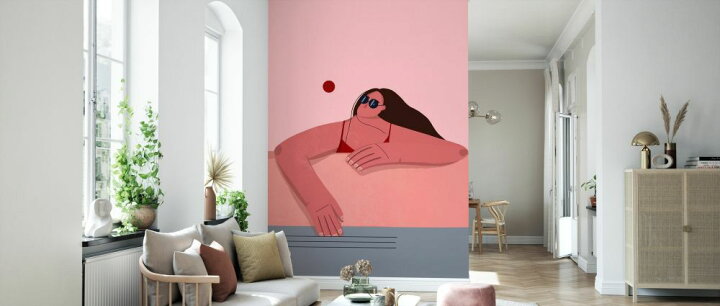 楽天市場 女性 イラスト ピンクの壁紙 輸入 カスタム壁紙 Photowall To The Pool 貼ってはがせるフリース 壁紙 不織布 海外取り寄せのため1カ月程度でお届け 代引き 後払い不可 壁紙屋本舗 カベガミヤホンポ