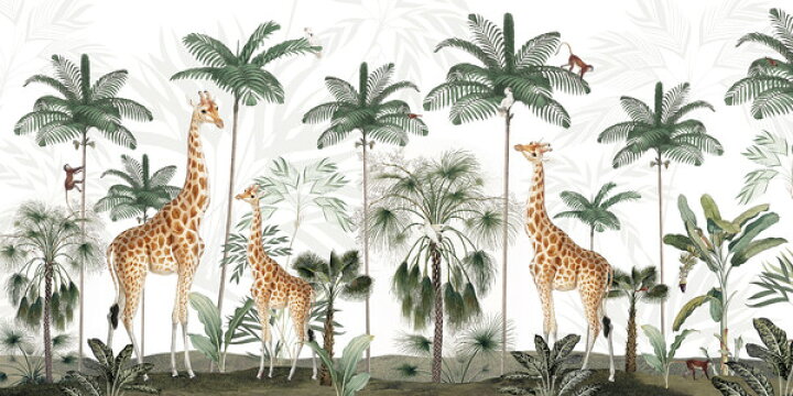 楽天市場 キリン トロピカルの壁紙 輸入 カスタム壁紙 Photowall Gracious Giraffes 貼ってはがせるフリース壁紙 不織布 海外取り寄せのため1カ月程度でお届け 代引き 後払い不可 壁紙屋本舗 カベガミヤホンポ