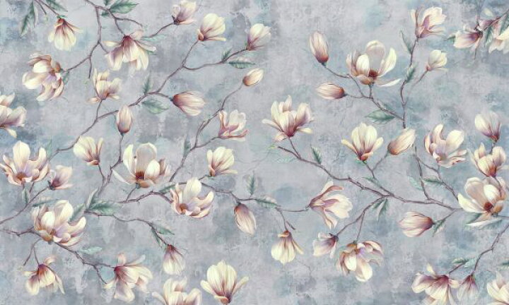 楽天市場 モクレン マグノリア 花 青 ブルーの壁紙 輸入 カスタム壁紙 Photowall Magnolia Branches Cracked Wall 貼ってはがせるフリース壁紙 不織布 海外取寄せ商品 代引き 後払い不可 壁紙屋本舗 カベガミヤホンポ