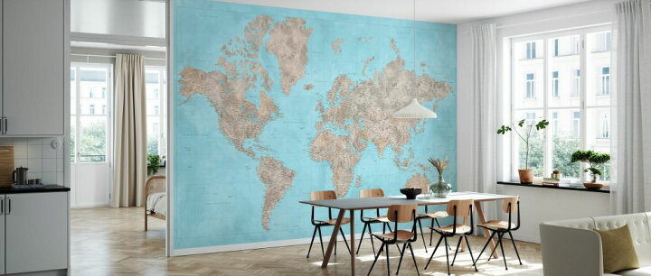 楽天市場 世界地図 マップ ベージュ ミントグリーン ブルーの壁紙 輸入 カスタム壁紙 Photowall World Map With Cities Xxx 貼ってはがせるフリース壁紙 不織布 海外取寄せ商品 代引き 後払い不可 壁紙 屋本舗 カベガミヤホンポ