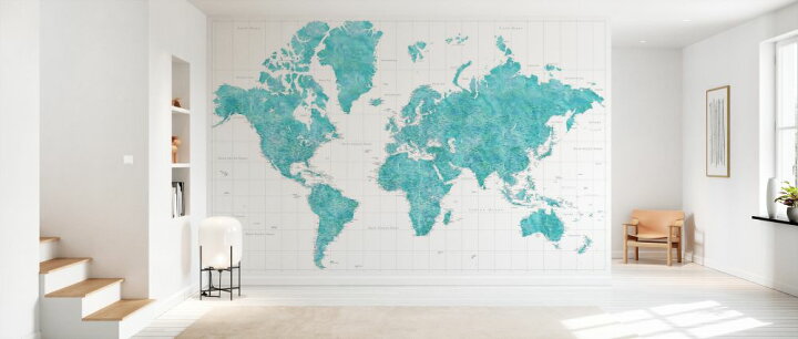 楽天市場 世界地図 マップ 水色 ターコイズ ブルー グリーンの壁紙 輸入 カスタム壁紙 Photowall World Map With Cities Xxxi 貼ってはがせるフリース壁紙 不織布 海外取寄せ商品 代引き 後払い不可 壁紙 屋本舗 カベガミヤホンポ