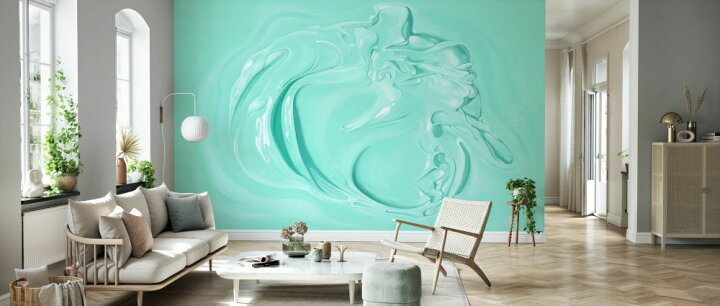 楽天市場 ペンキ かき混ぜる 水色 ブルー ミントグリーンの壁紙 輸入 カスタム壁紙 Photowall Stirred Paint Green 貼ってはがせるフリース壁紙 不織布 海外取寄せ商品 代引き 後払い不可 壁紙屋本舗 カベガミヤホンポ