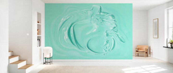 楽天市場 ペンキ かき混ぜる 水色 ブルー ミントグリーンの壁紙 輸入 カスタム壁紙 Photowall Stirred Paint Green 貼ってはがせるフリース壁紙 不織布 海外取寄せ商品 代引き 後払い不可 壁紙屋本舗 カベガミヤホンポ