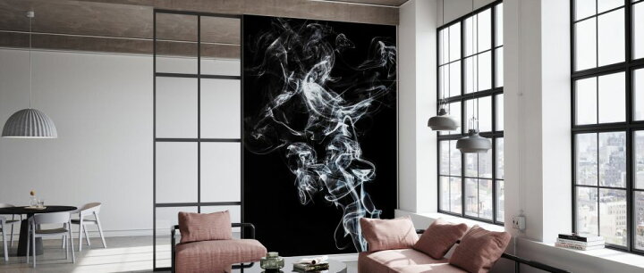 楽天市場 抽象画 煙 黒 ブラック シンプル ミニマル モノクロ モノトーンの壁紙 輸入 カスタム壁紙 Photowall Abstract White Smoke Horse Fever 貼ってはがせるフリース壁紙 不織布 海外取寄せ商品 代引き 後払い不可 壁紙屋本舗 カベガミヤ