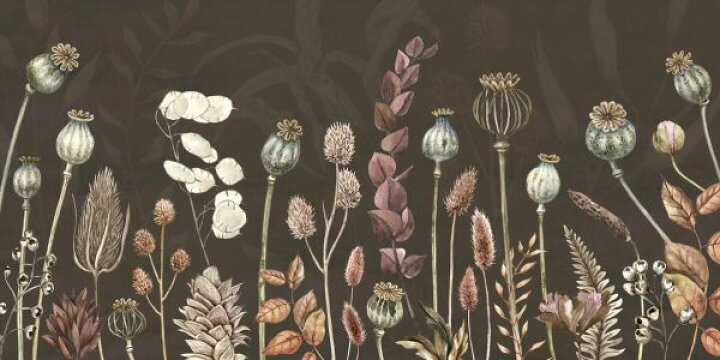楽天市場 花 野花 ボタニカル イラスト 茶色 ブラウンの壁紙 輸入 カスタム壁紙 Photowall Autumn Flowers Brown 貼ってはがせるフリース壁紙 不織布 海外取寄せ商品 代引き 後払い不可 壁紙屋本舗 カベガミヤホンポ