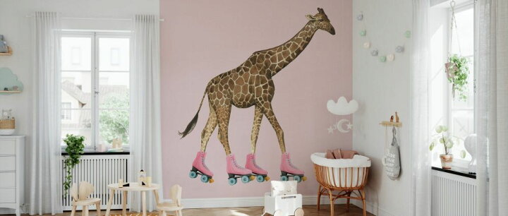 楽天市場 キリン 動物 ローラースケート イラスト キッズ 子ども部屋 ピンクの壁紙 輸入 カスタム壁紙 Photowall Space Steps Puzzle 貼ってはがせるフリース壁紙 不織布 海外取寄せ商品 代引き 後払い不可 壁紙 屋本舗 カベガミヤホンポ