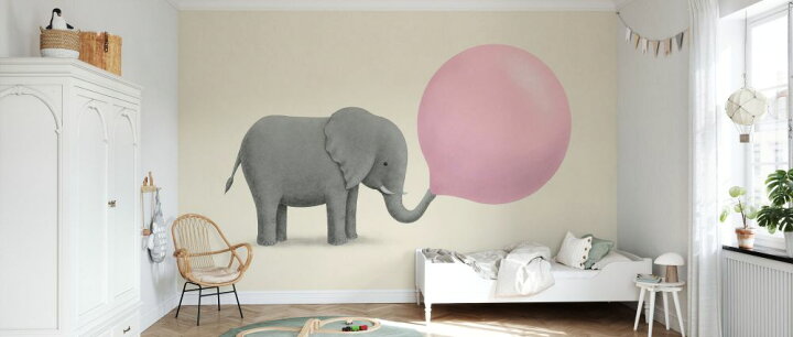 楽天市場 ゾウ 風船ガム イラスト キッズ 子ども部屋 ピンクの壁紙 輸入 カスタム壁紙 Photowall Jumbo Bubblegum 貼ってはがせるフリース壁紙 不織布 海外取寄せ商品 代引き 後払い不可 壁紙屋本舗 カベガミヤホンポ