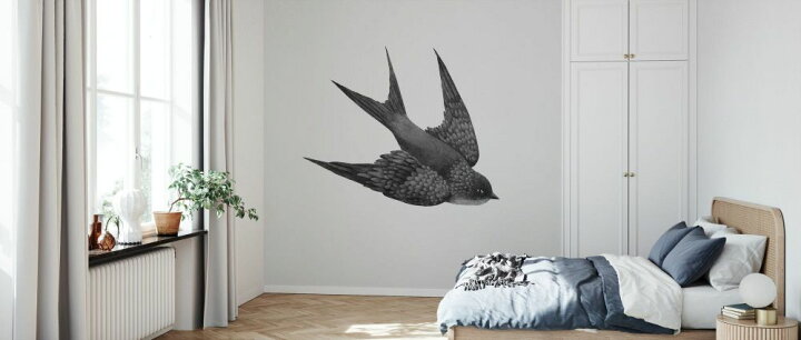 楽天市場 つばめ 鳥 イラスト モノクロ モノトーン キッズ 子ども部屋の壁紙 輸入 カスタム壁紙 Photowall Swallow 貼ってはがせるフリース壁紙 不織布 海外取寄せ商品 代引き 後払い不可 壁紙屋本舗 カベガミヤホンポ