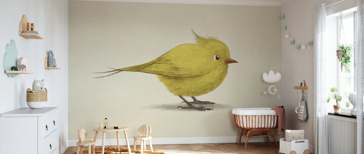 楽天市場 鳥 小鳥 イラスト 黄色 イエロー キッズ 子ども部屋の壁紙 輸入 カスタム壁紙 Photowall Yellow Bird 貼ってはがせるフリース壁紙 不織布 海外取寄せ商品 代引き 後払い不可 壁紙屋本舗 カベガミヤホンポ