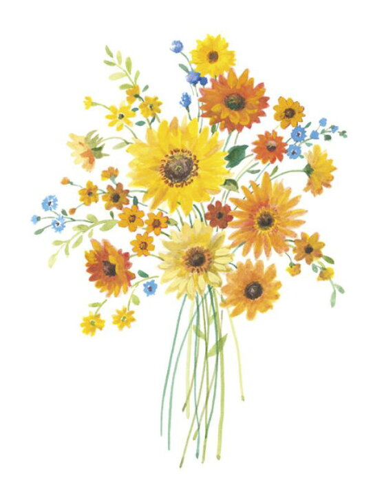 楽天市場 ひまわり 花瓶 イラスト 黄色 イエローの壁紙 輸入 カスタム壁紙 Photowall Sunshine Bouquet 貼ってはがせるフリース壁紙 不織布 海外取寄せ商品 代引き 後払い不可 壁紙屋本舗 カベガミヤホンポ