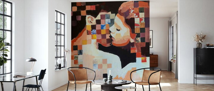 楽天市場 キス 絵画 イラスト モザイクの壁紙 輸入 カスタム壁紙 Photowall Close 貼ってはがせるフリース壁紙 不織布 海外取寄せ商品 代引き 後払い不可 壁紙屋本舗 カベガミヤホンポ