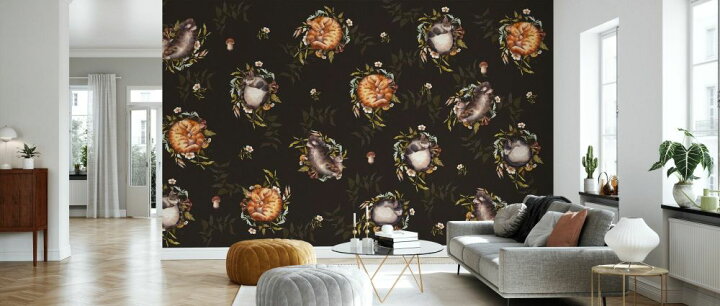 楽天市場 猫 ネコ イラスト 黒 ブラック キッズ 子ども部屋の壁紙 輸入 カスタム壁紙 Photowall Sleeping Cats 貼ってはがせるフリース壁紙 不織布 海外取寄せ商品 代引き 後払い不可 壁紙屋本舗 カベガミヤホンポ