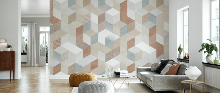 楽天市場 幾何学 立体 ブロック パターンの壁紙 輸入 カスタム壁紙 Photowall Casablanca Cubes Root 貼ってはがせるフリース壁紙 不織布 海外取寄せ商品 代引き 後払い不可 壁紙屋本舗 カベガミヤホンポ