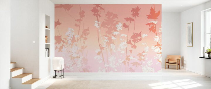 楽天市場 植物 イラスト シルエット グラデーション ピンクの壁紙 輸入 カスタム壁紙 Photowall Field Sunrise 貼ってはがせるフリース壁紙 不織布 海外取寄せ商品 代引き 後払い不可 壁紙屋本舗 カベガミヤホンポ